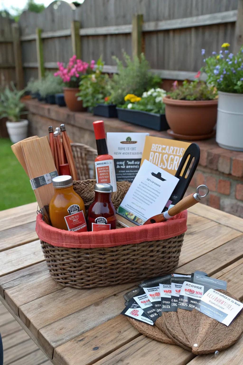 A BBQ basket ready to fire up the grill.