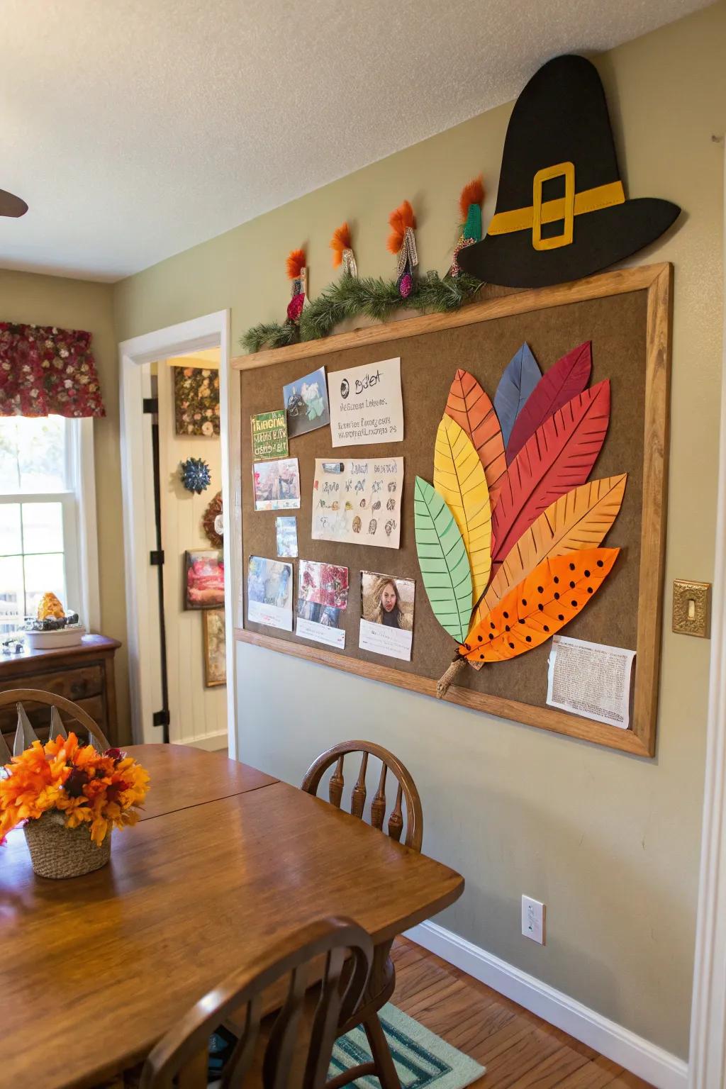 An interactive turkey board ready for Thanksgiving day fun.