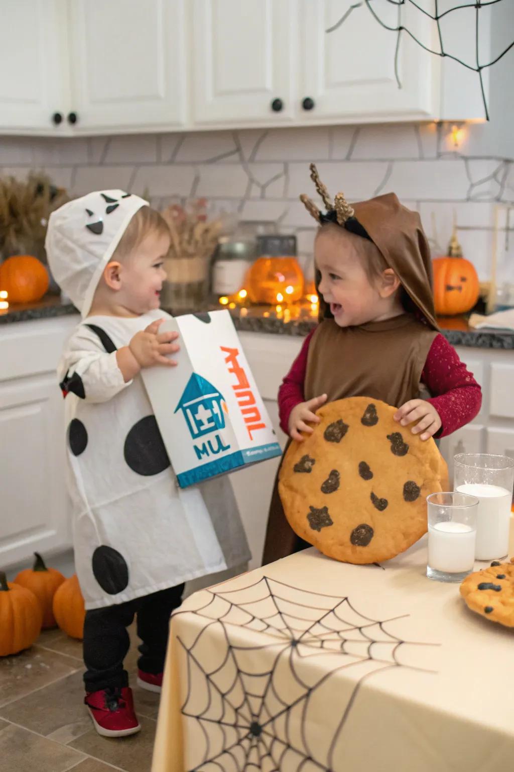 A delectable duo: twins as milk and cookies.