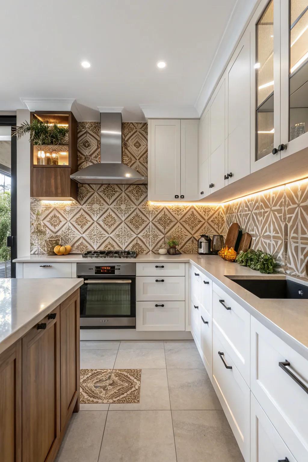 A kitchen illustrating a harmonious blend of modern design meeting traditional charm.
