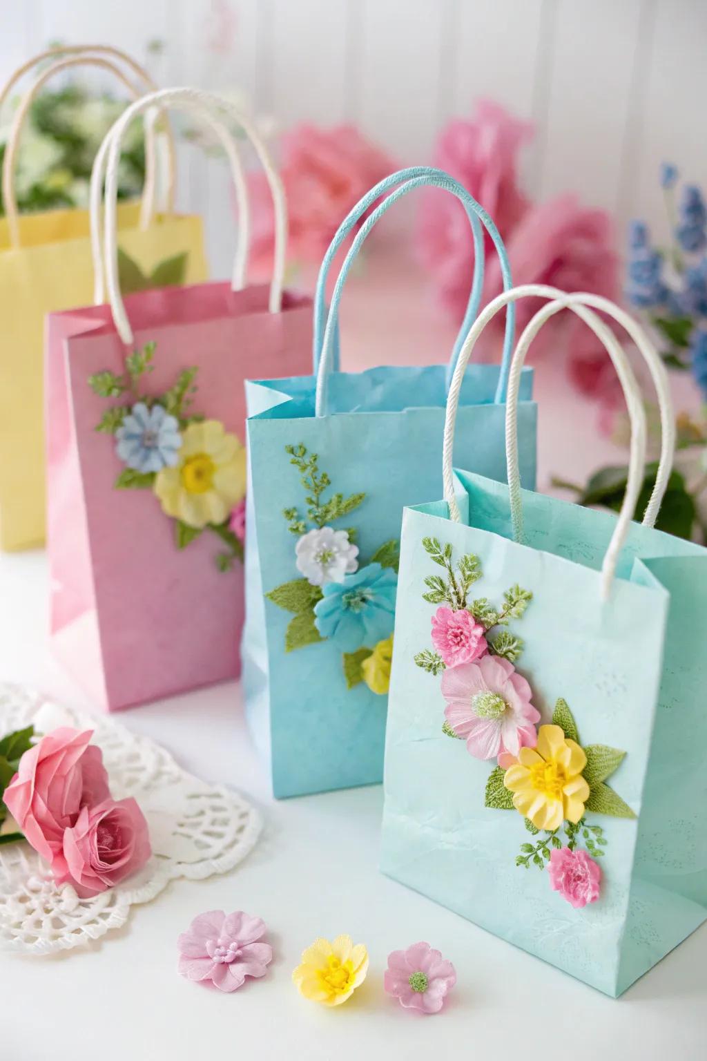 Dreamy equine goodie bags augmented with botanical embellishments.