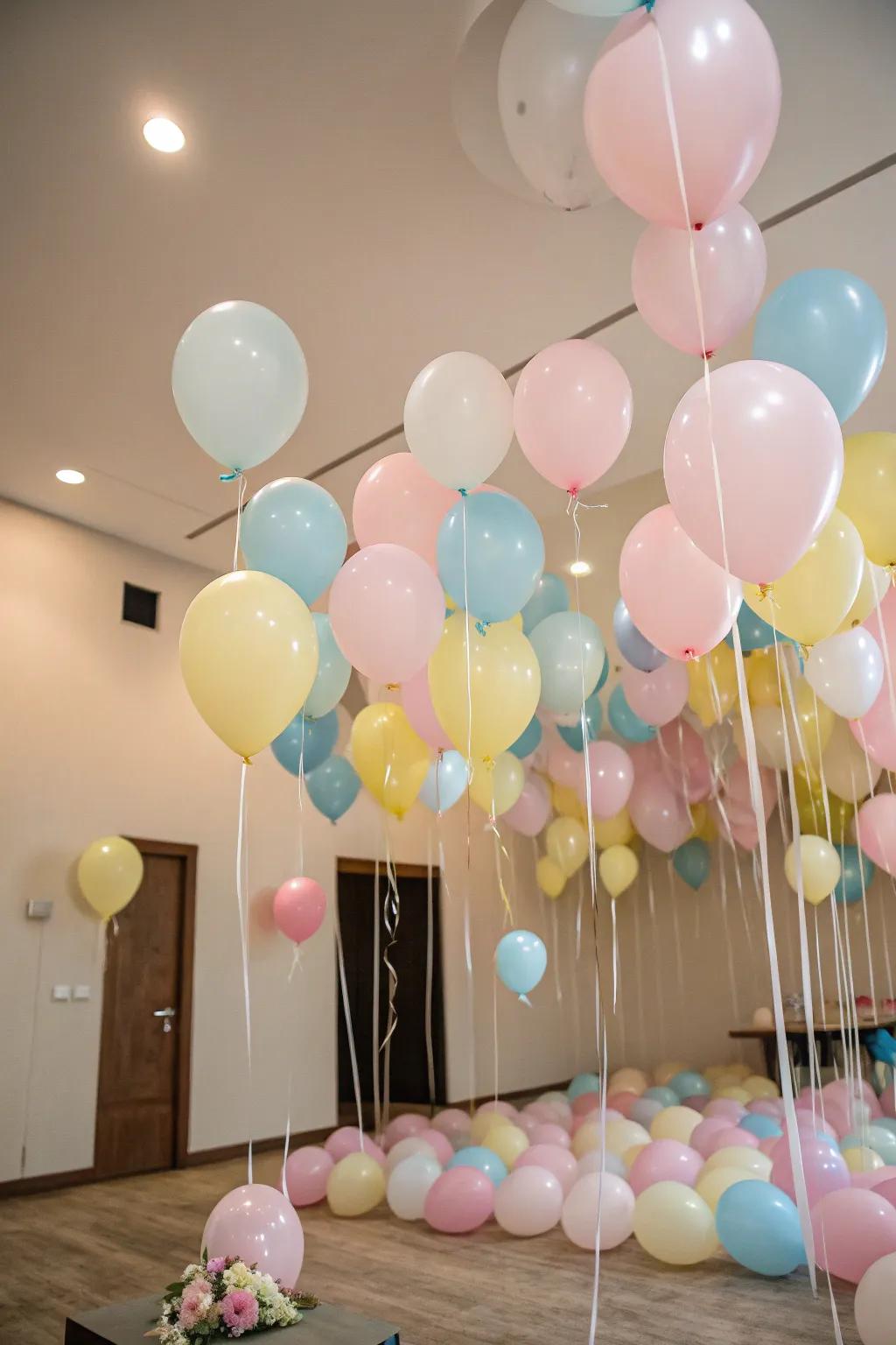 Soft-tone orbs crafting a whimsical prism party scene.