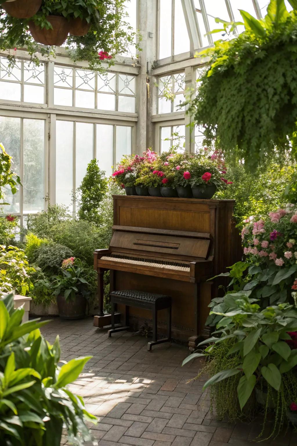 Enrich your piano area with the vibrancy of nature.
