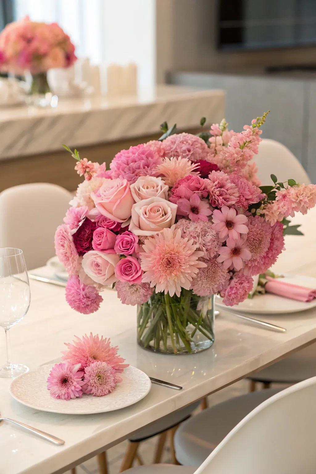 A modern twist with a captivating ombré floral centerpiece.