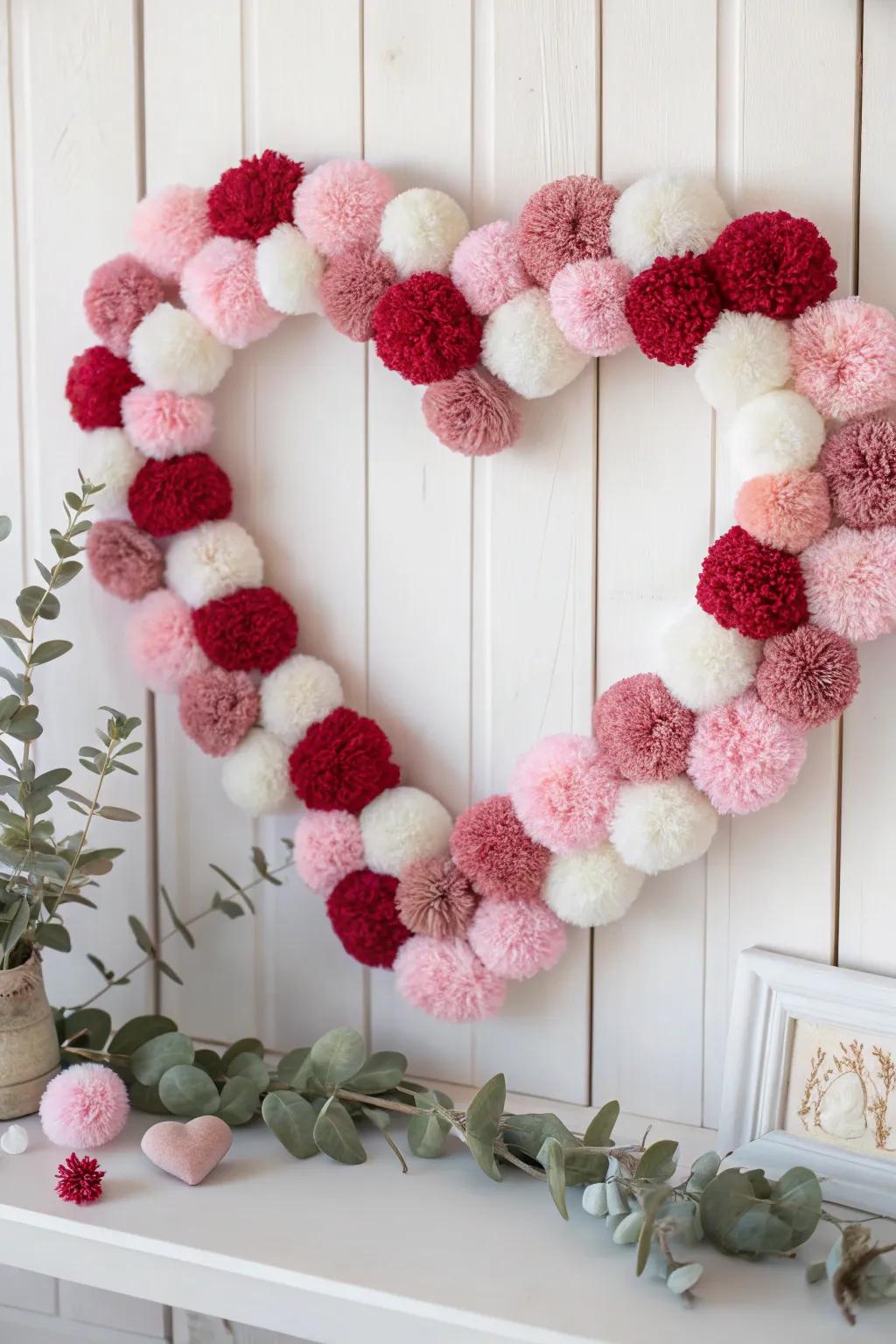 Embrace snug sophistication with a heart-shaped decorative ball wreath, ideal for introducing warmth and allure to your Valentine's decorations.