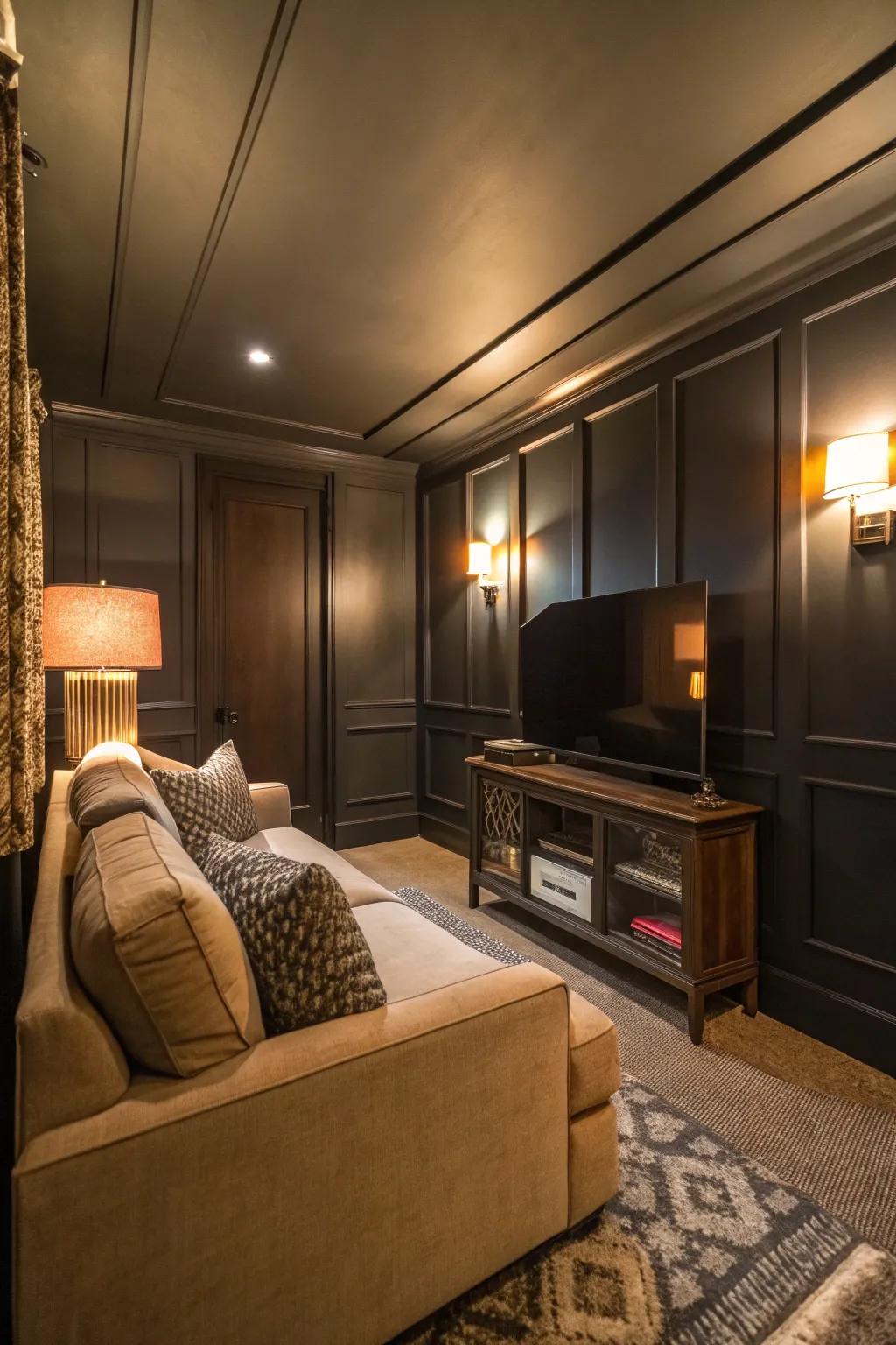 Dark wall tones bring depth and warmth to smaller spaces