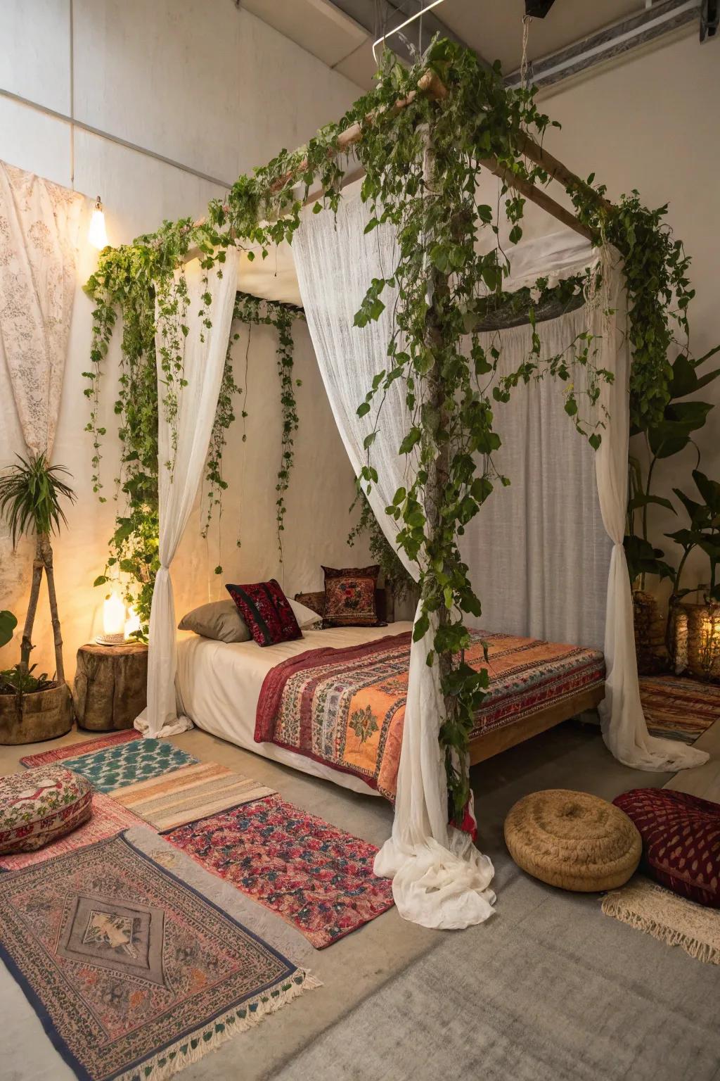 Imbue bohemian allure with cascading trailing plants.
