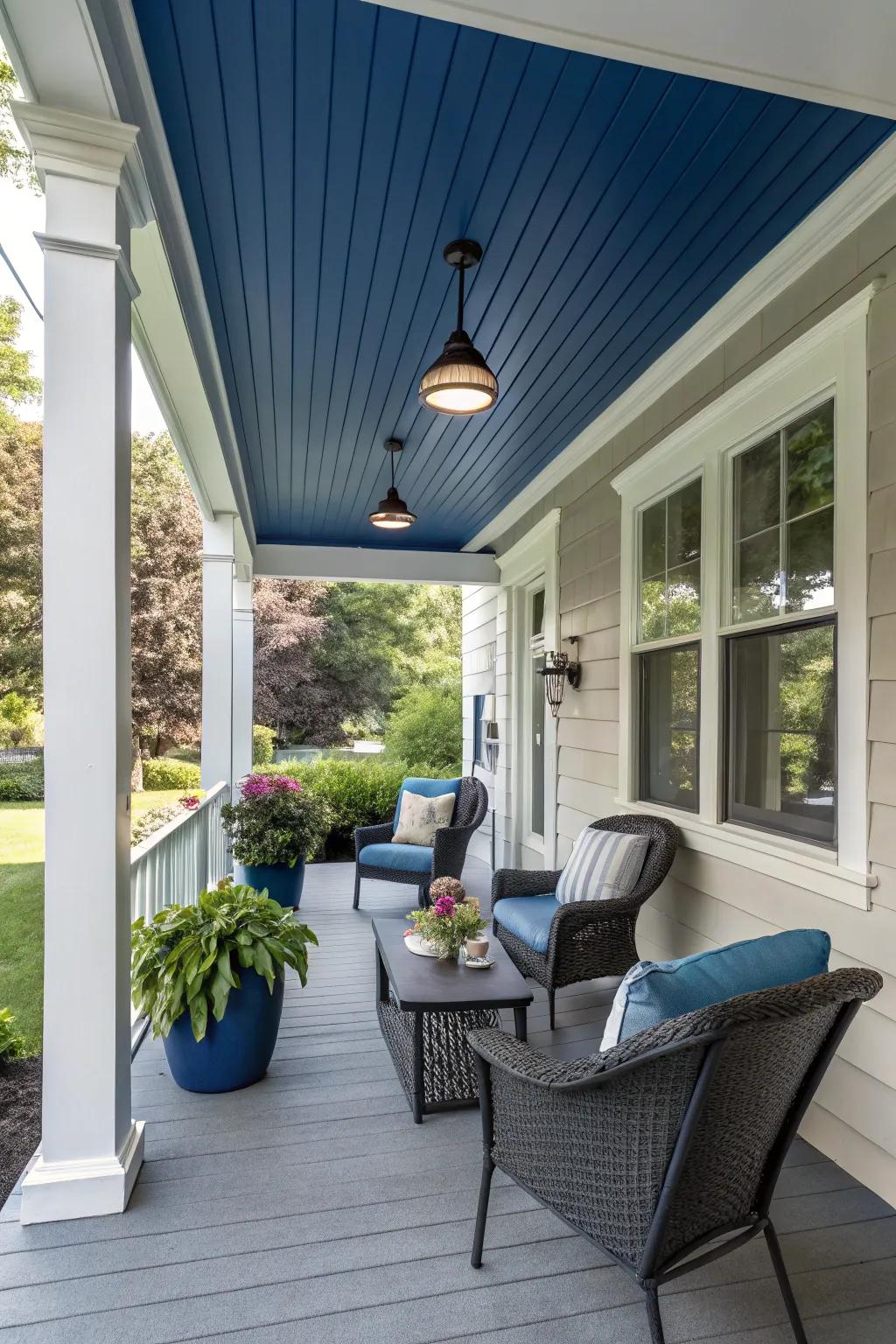 A bold-colored vinyl canopy can truly make your porch unique.