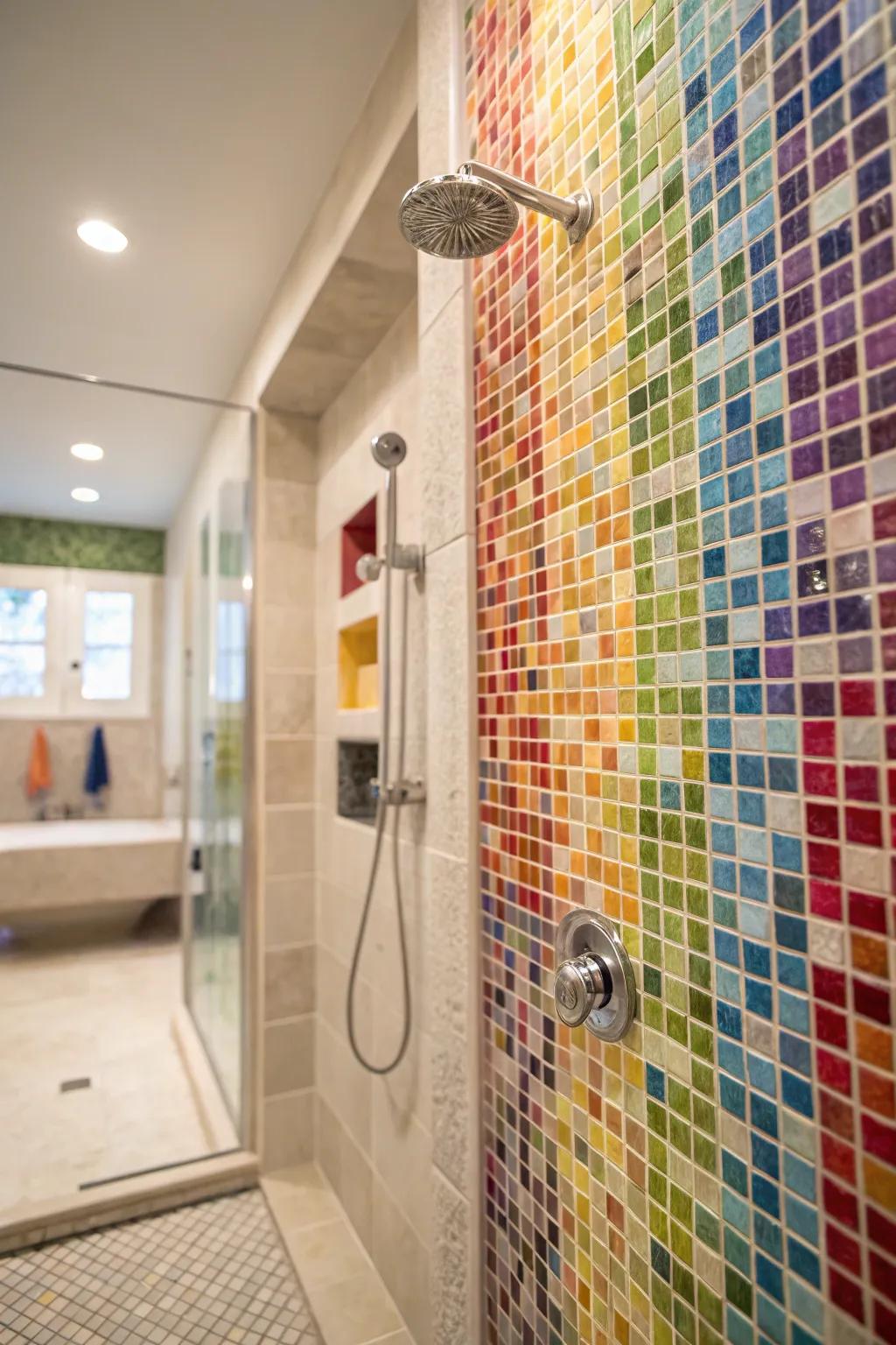Creative tile patterns inject vibrant color and creative expression.