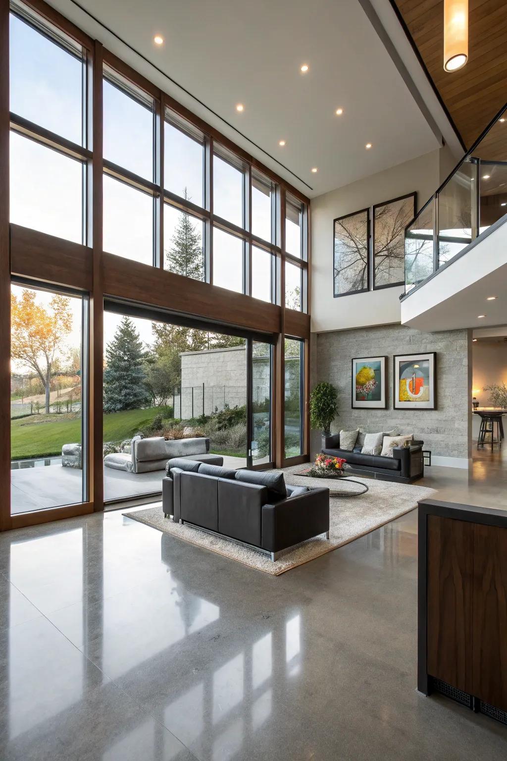 A generous open layout featuring a smooth transition between indoors and outdoors.