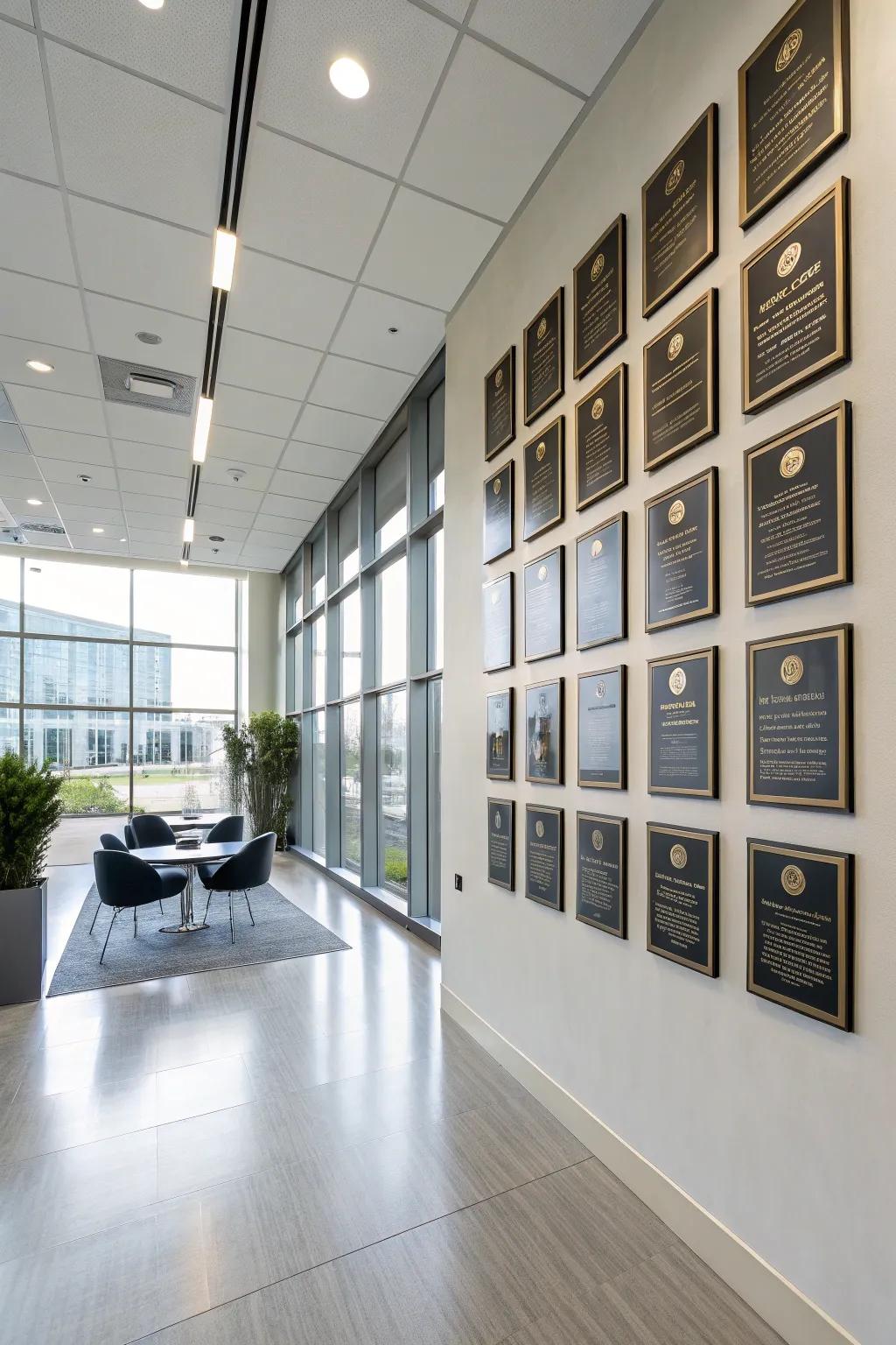 A polished triumph plaque display in a minimalist style.