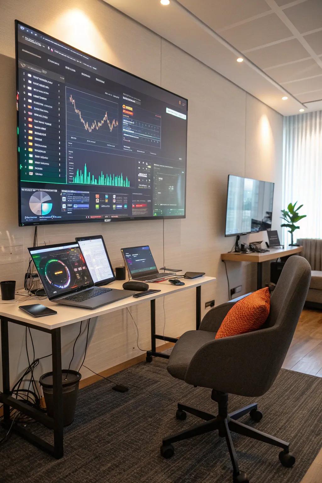 A tech-integrated room enhancing tactical planning and data demonstrations.