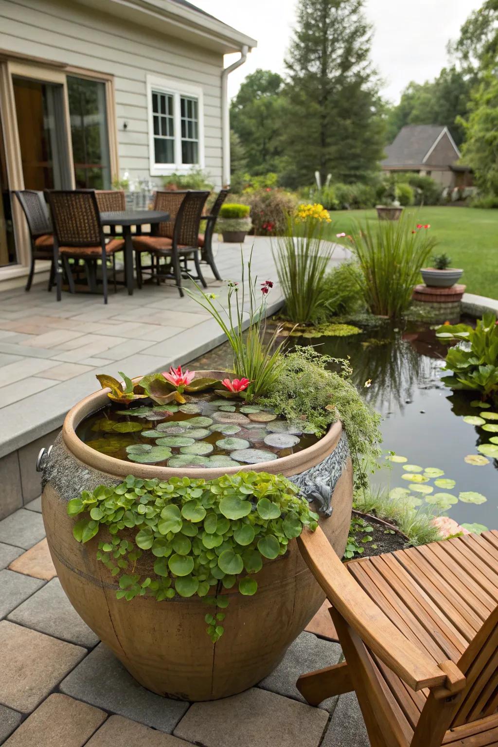 Container water gardens introduce a hint of nature to smaller areas like patios and balconies.