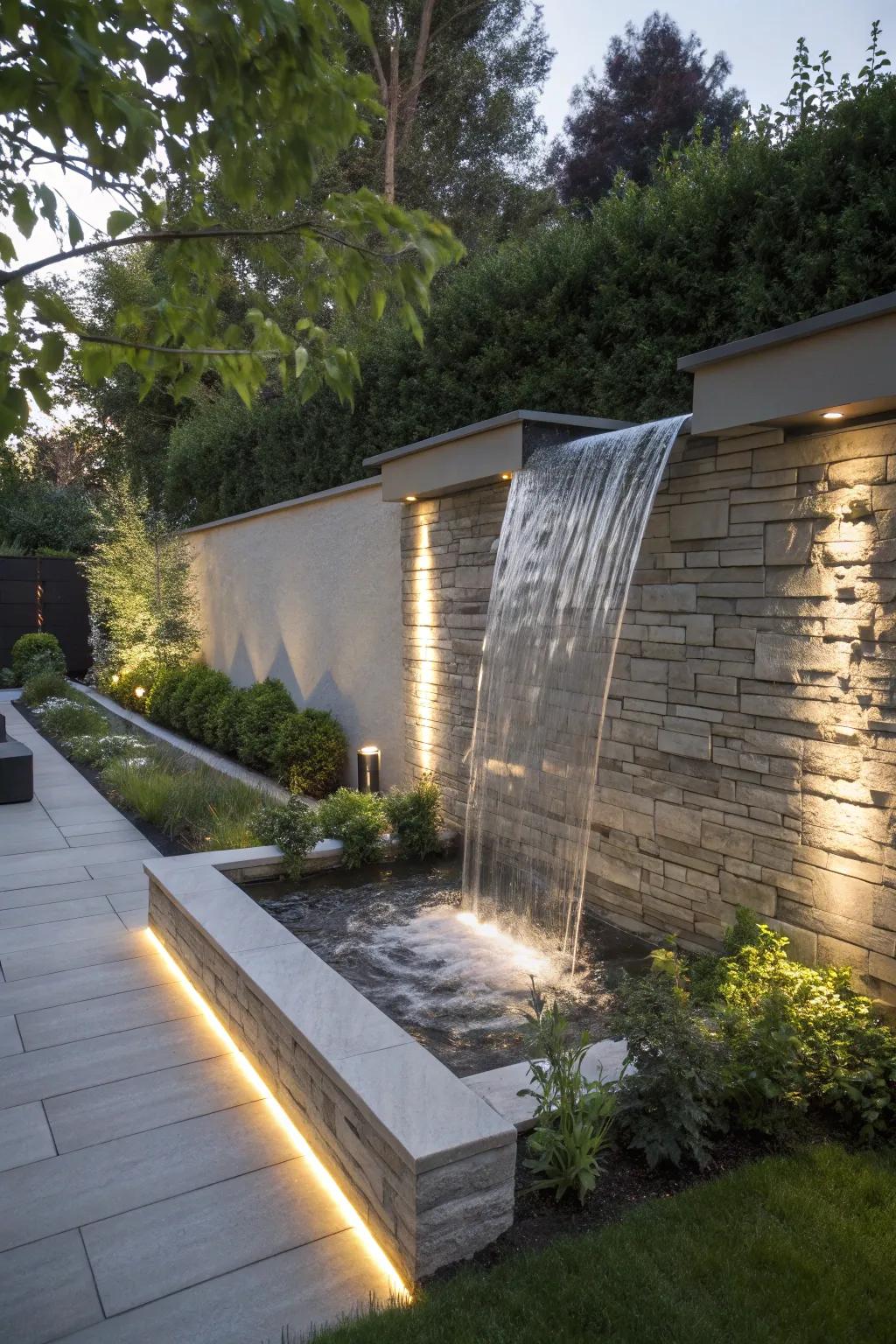 Wall-affixed waterfalls infuse a modern element into any setting.