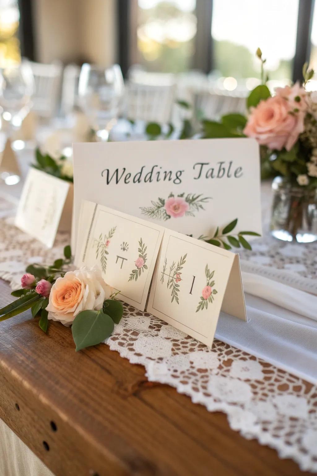 Individualized name tags placed elegantly on a wedding table, contributing a personal touch.
