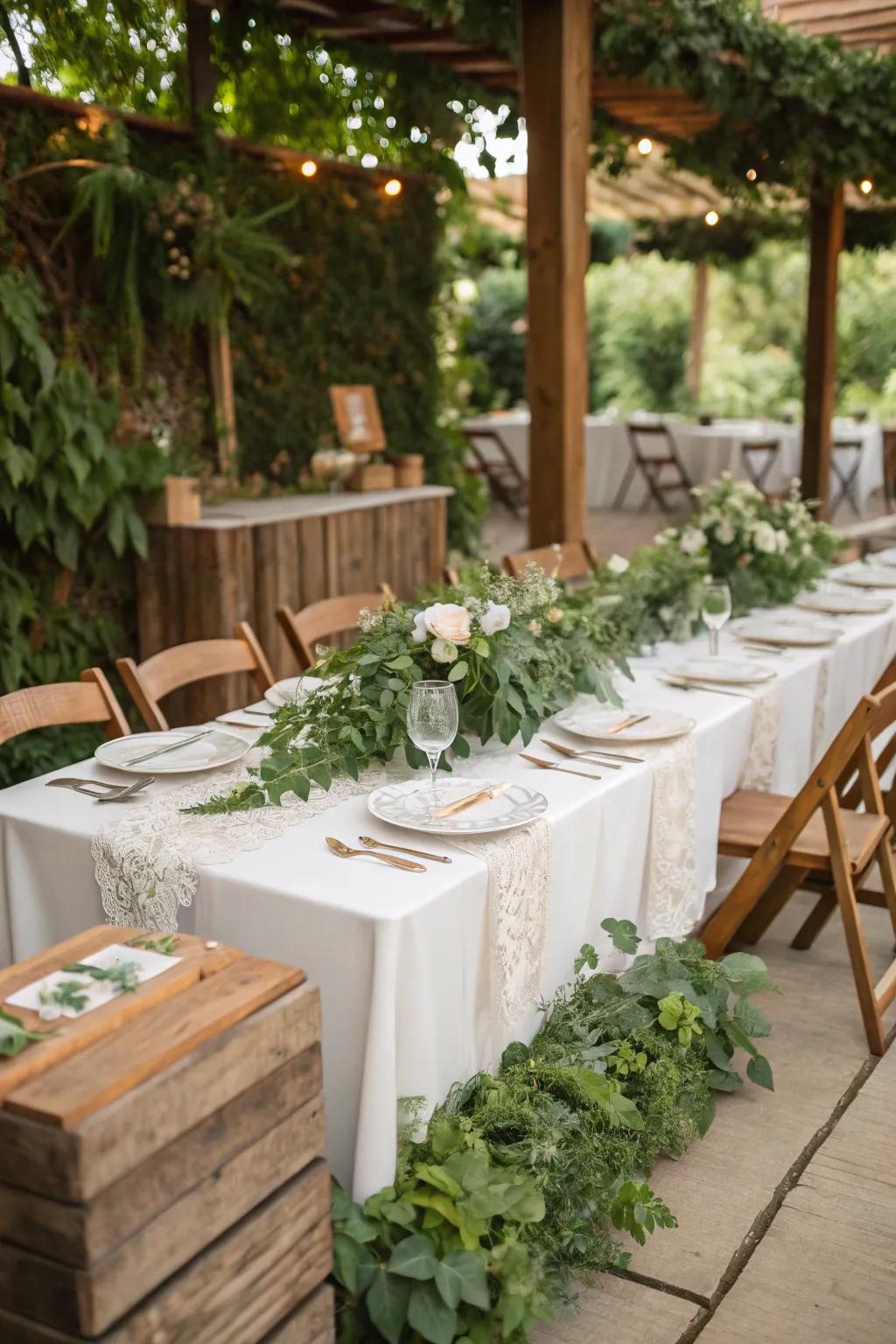 Natural accents bestow an organic charm upon your wedding table.