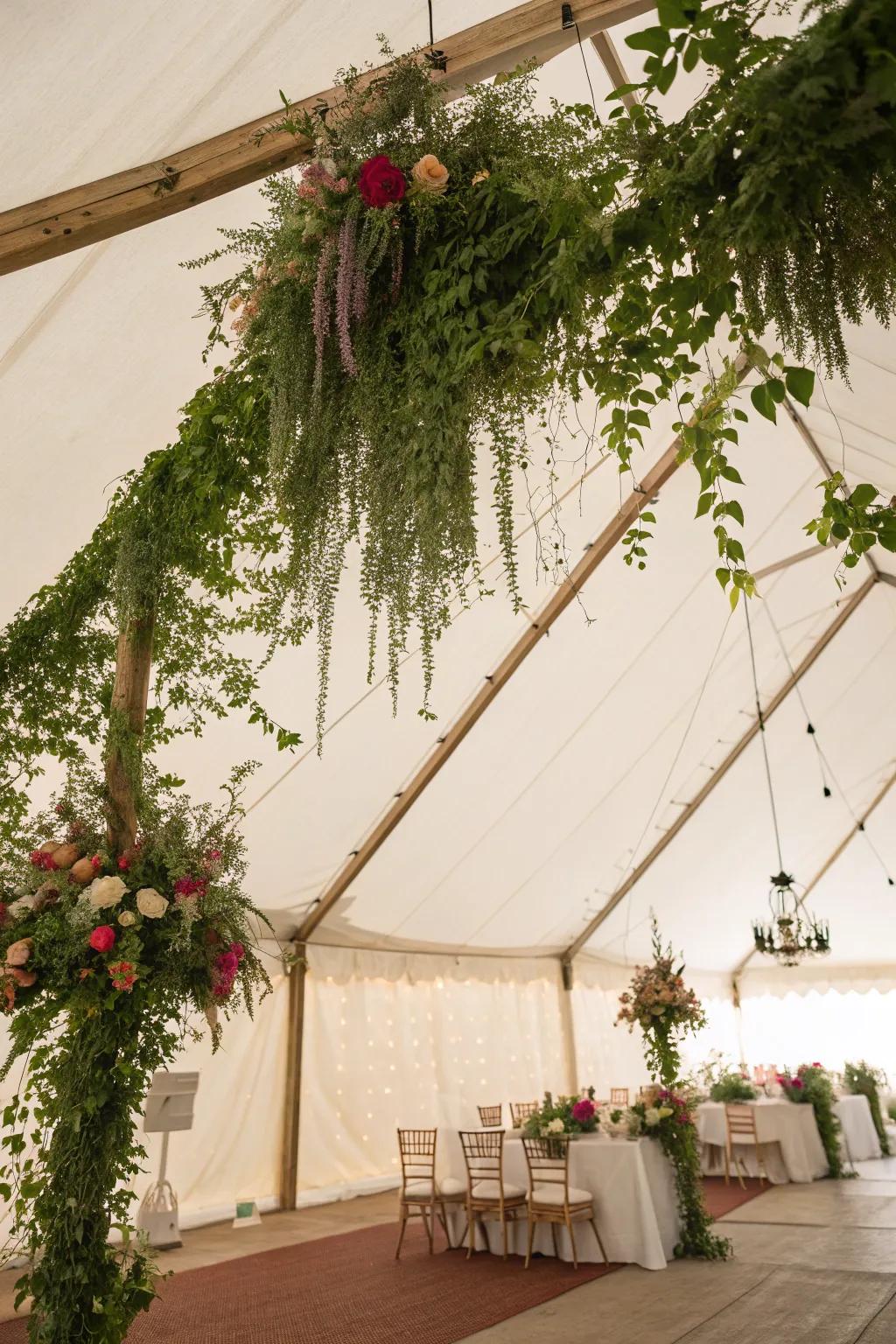 Plant life introduces a natural impression on the tent's decorations.