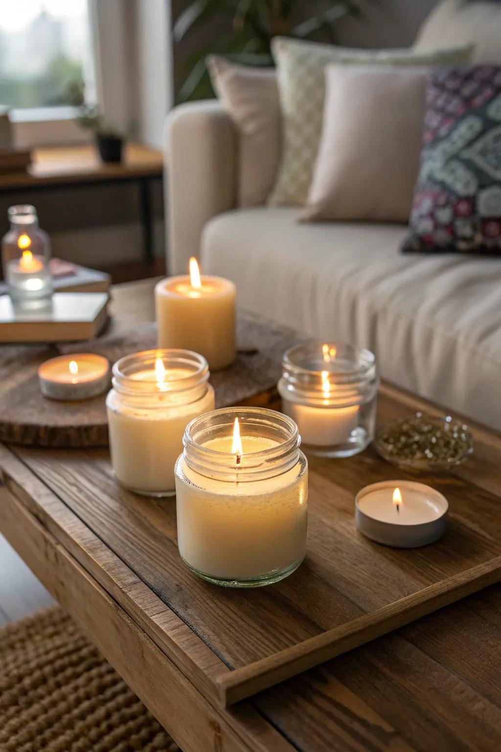 Scented lights to create a calming atmosphere.