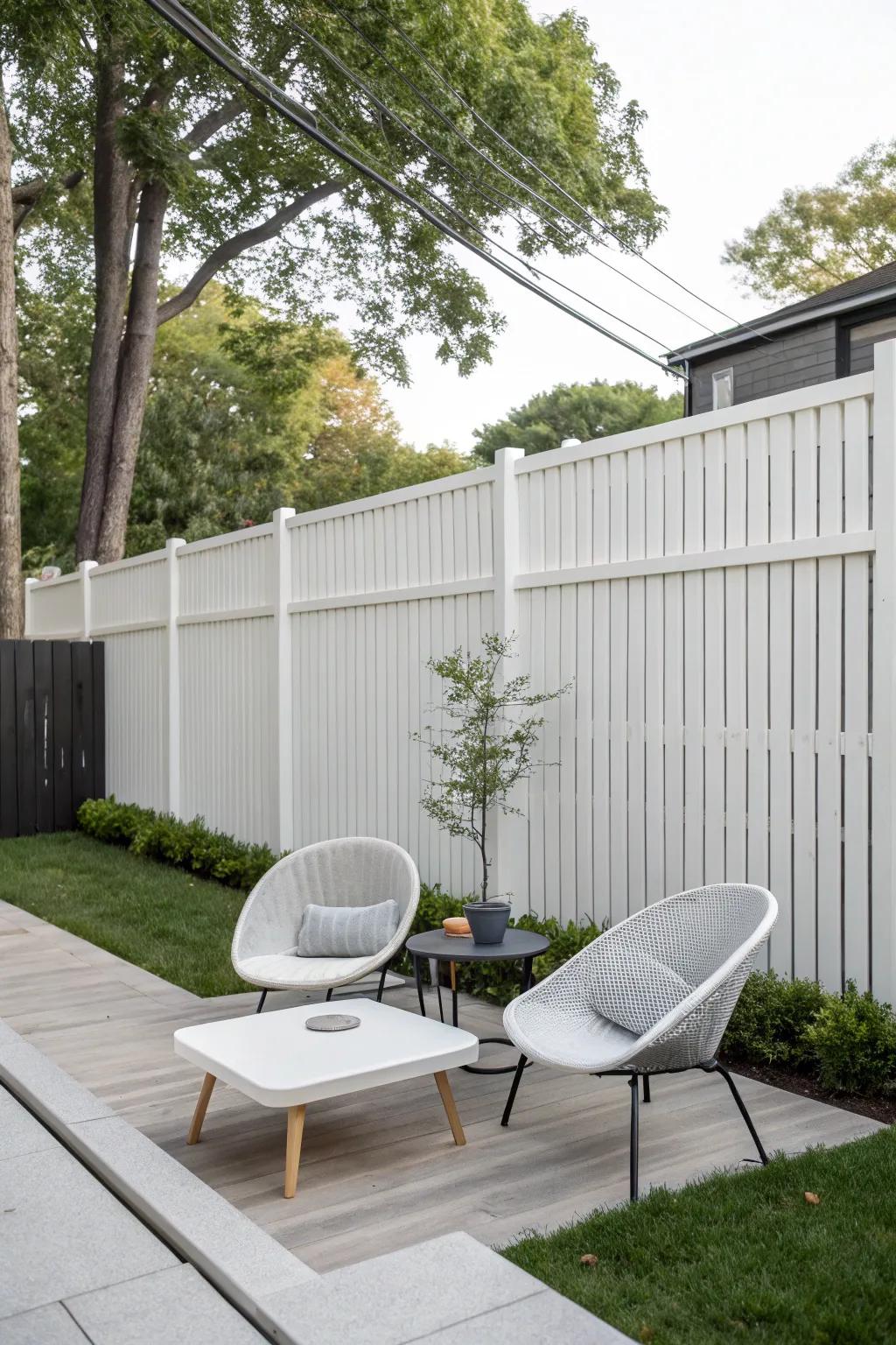 An upright slat partition lends a modern feel to any outdoor setting.