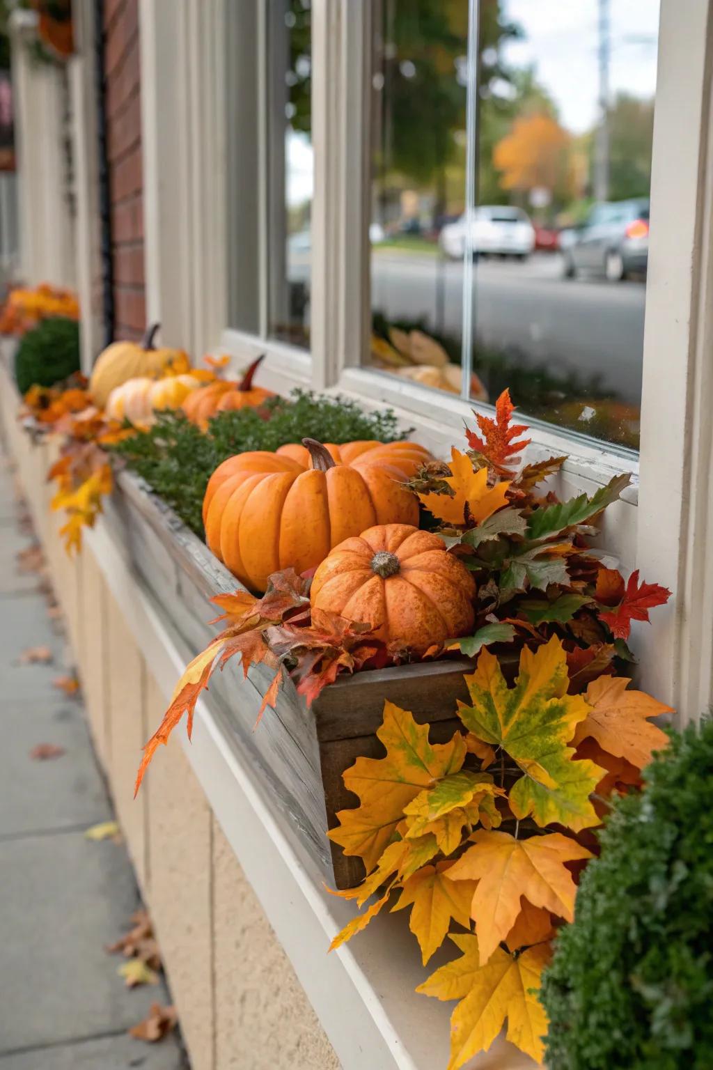 Seasonal statuettes introduce a playful element to your window box
