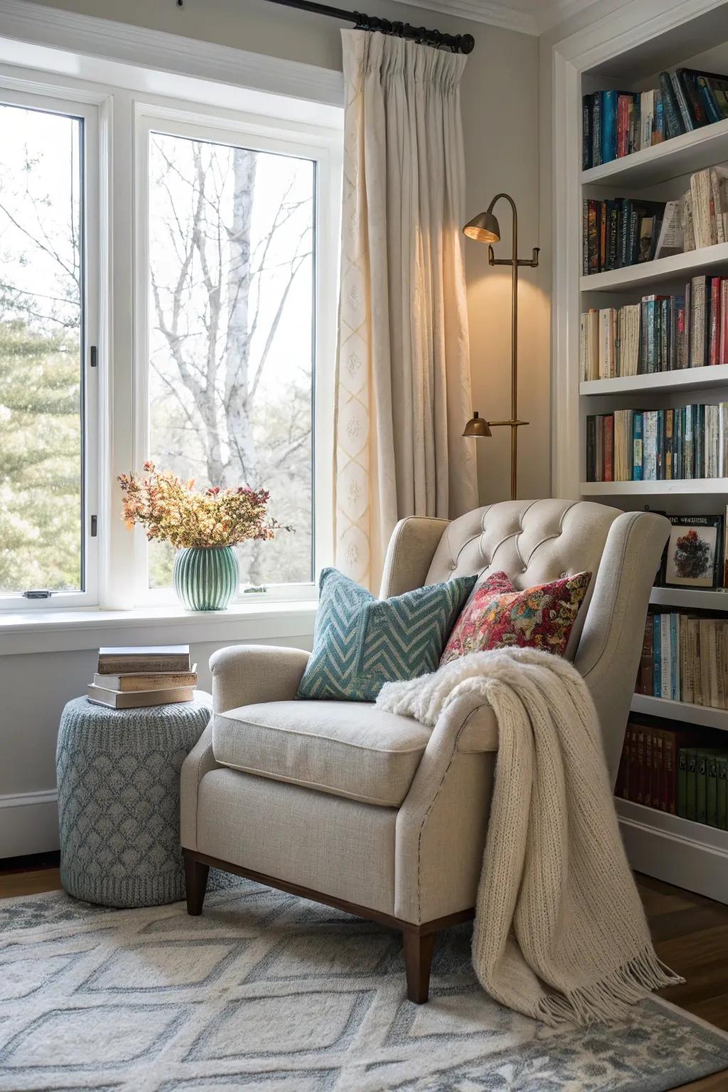 Design an appealing reading area by your window for supreme relaxation.