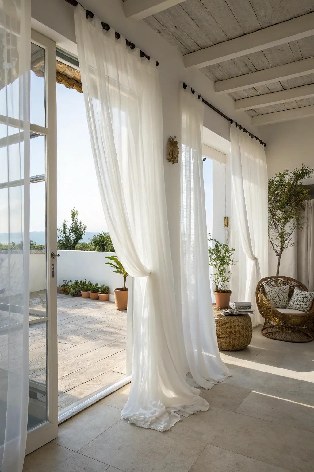 Let natural light pour in with fine sheer curtains.