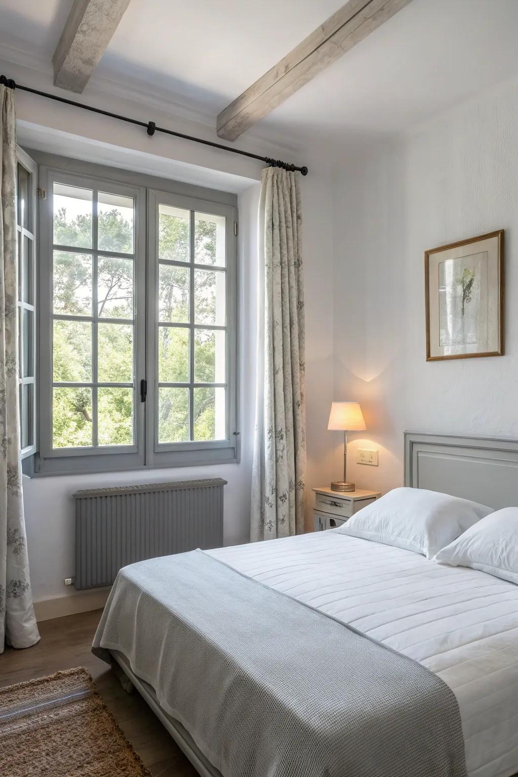 Delicate slate trim establishes a serene ambiance in a bedroom.