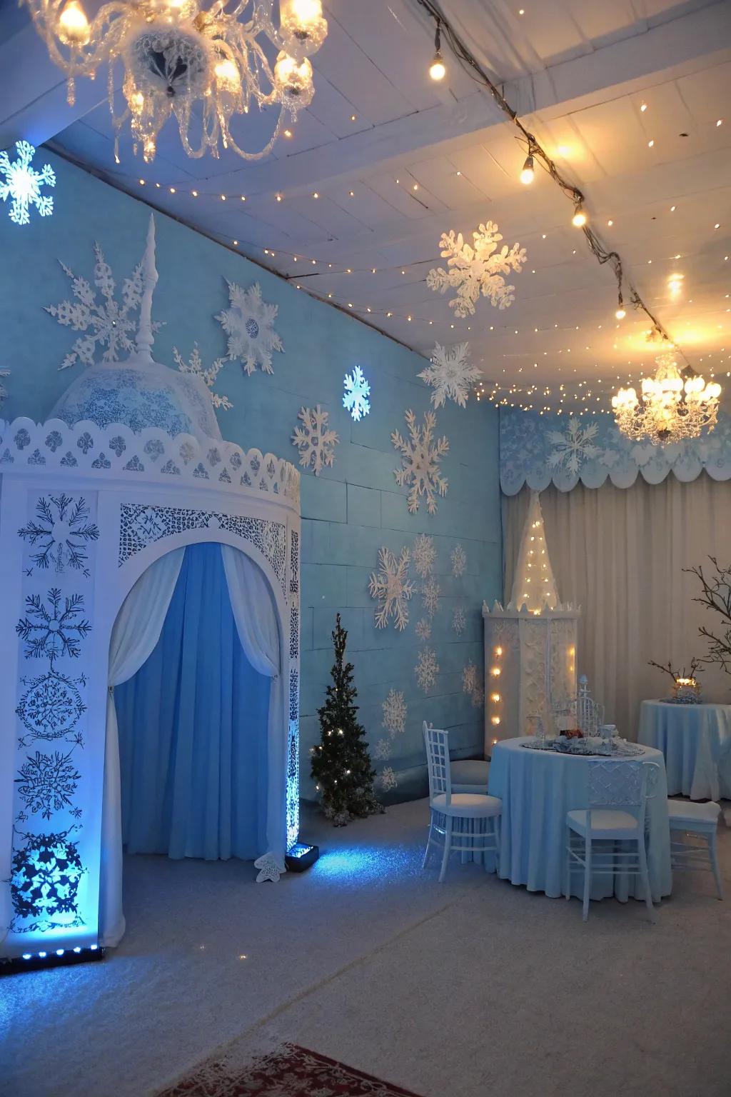 A fanciful Frozen-inspired baby shower theme.