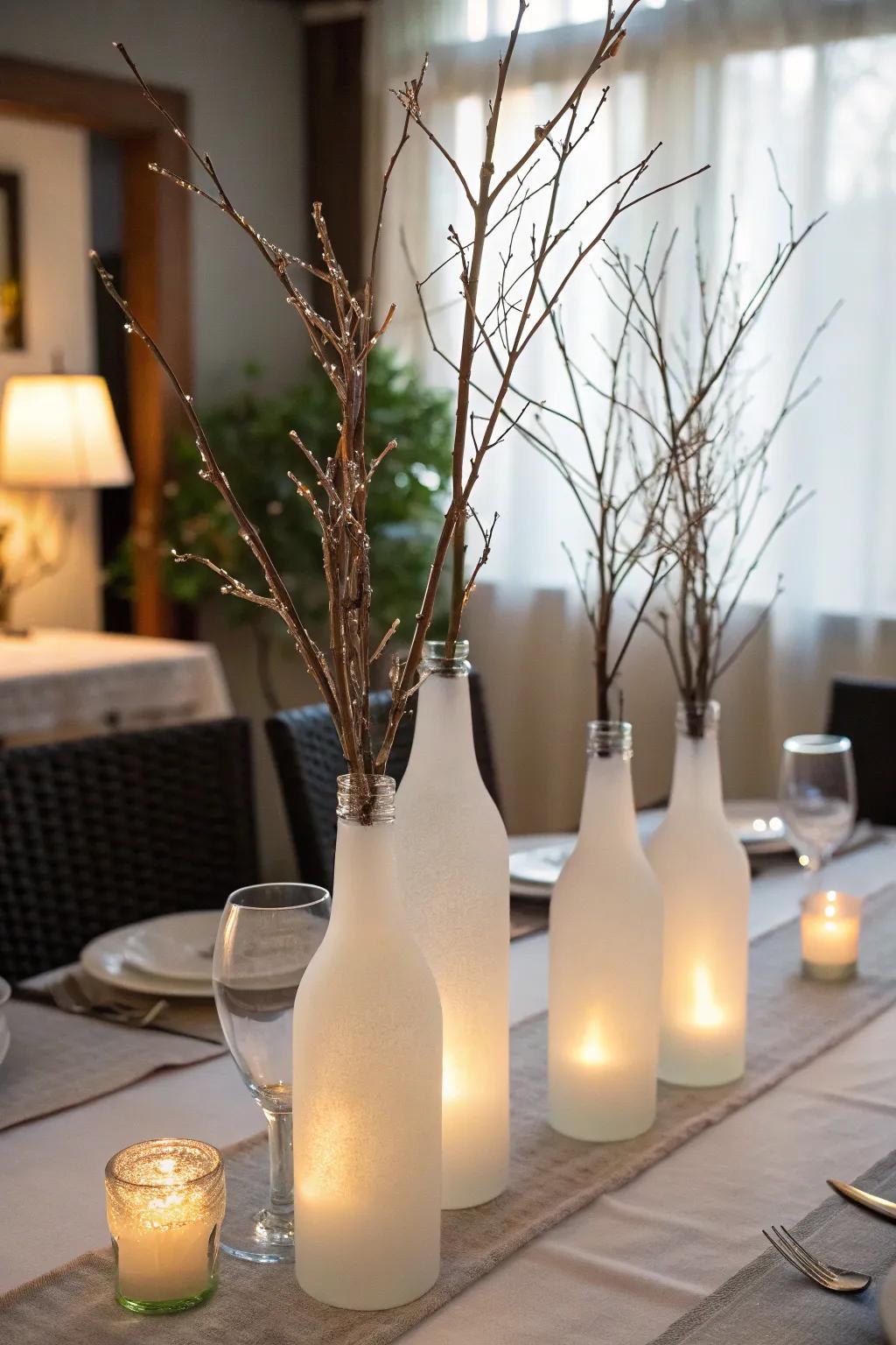 Sleek and sophisticated with clouded glass flutes.