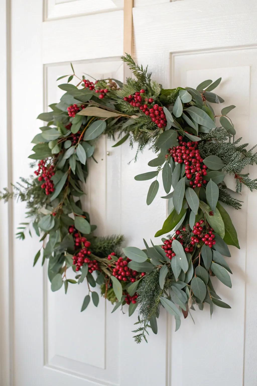 Eucalyptus and berries extend a rejuvenating, scented welcome during the winter season.