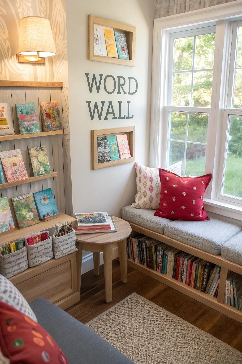 Engage with terms through interactive aspects on your wall.