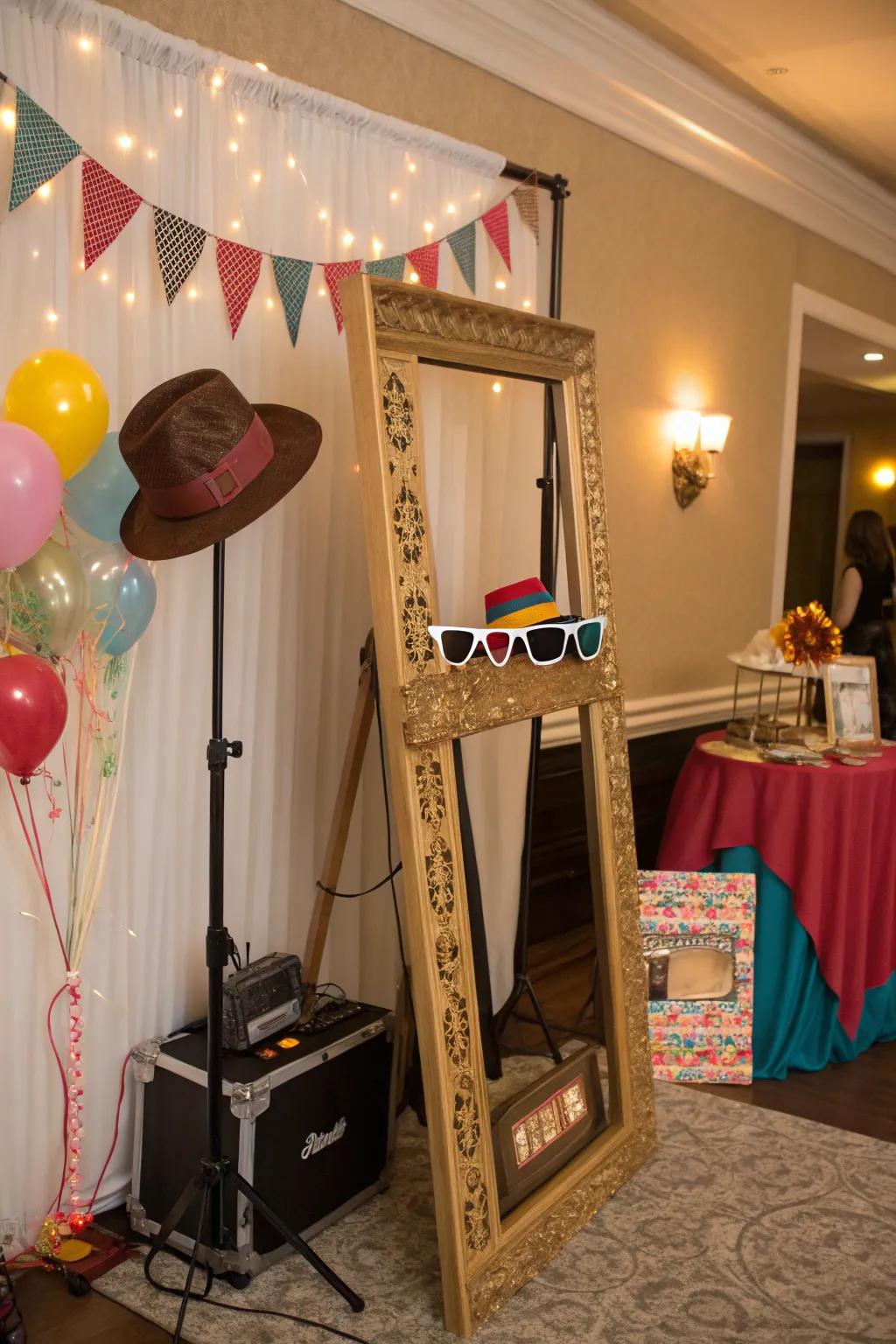 immortalize endearing moments with a captivating photo booth, ideally suited for a first birthday gathering.