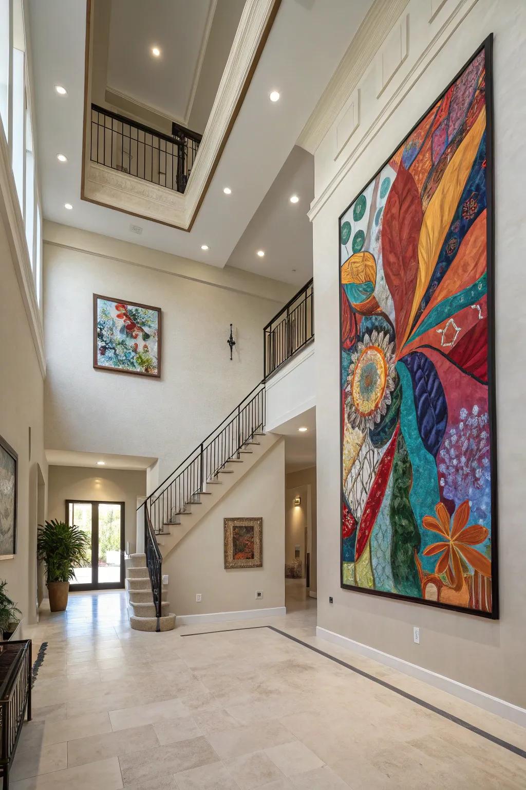 A statement art piece can inject character into your foyer.
