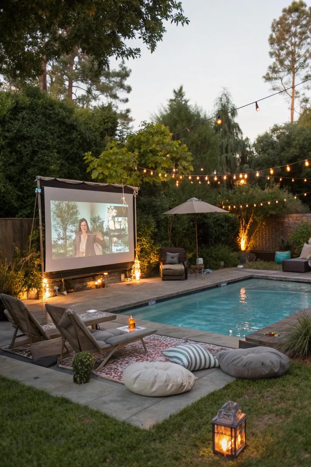 Transform your poolside into a captivating cinema for an unforgettable film night.