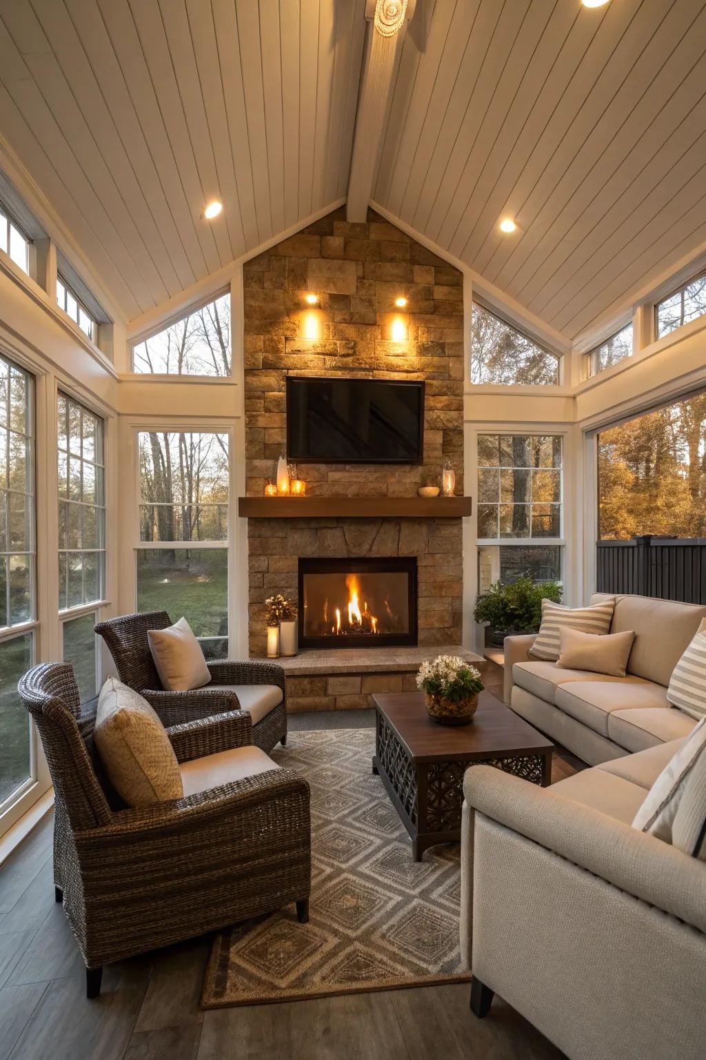 A hearth enriches warmth and charm.