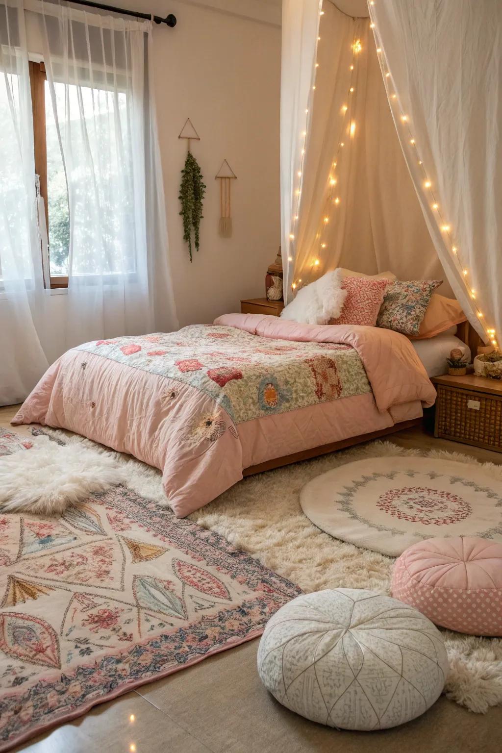 Comfortable textures create a warm and inviting atmosphere.