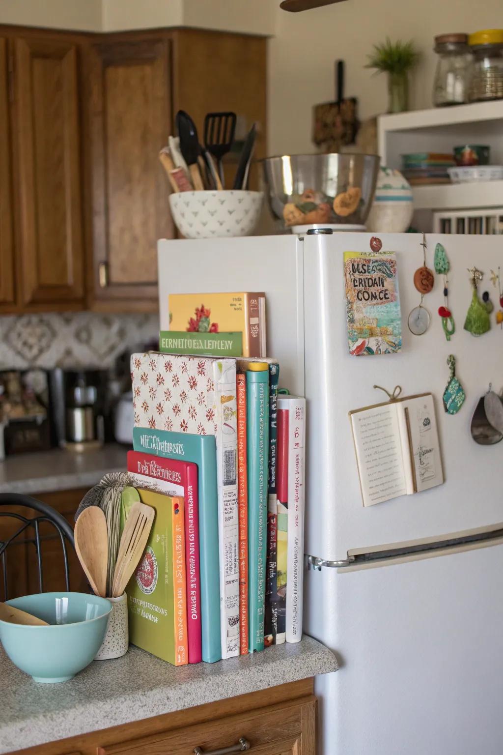 Unite aesthetic and practicality by showcasing recipe compilations and tools.
