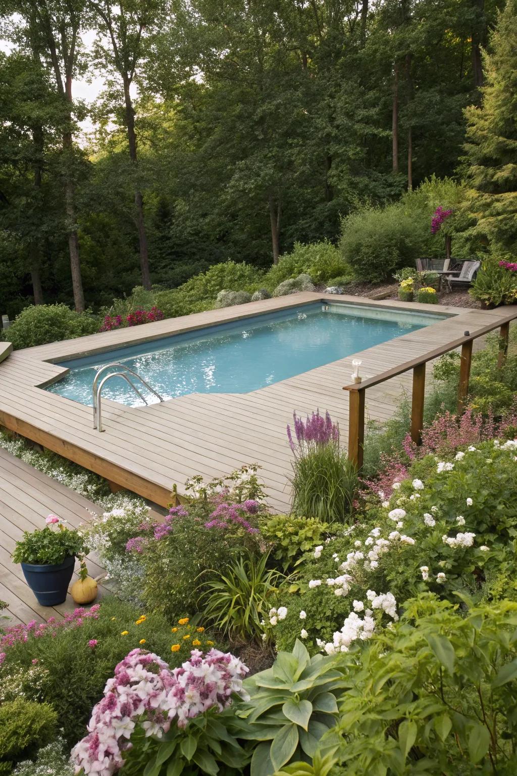 Lush greenery can turn your pool area into a serene retreat.
