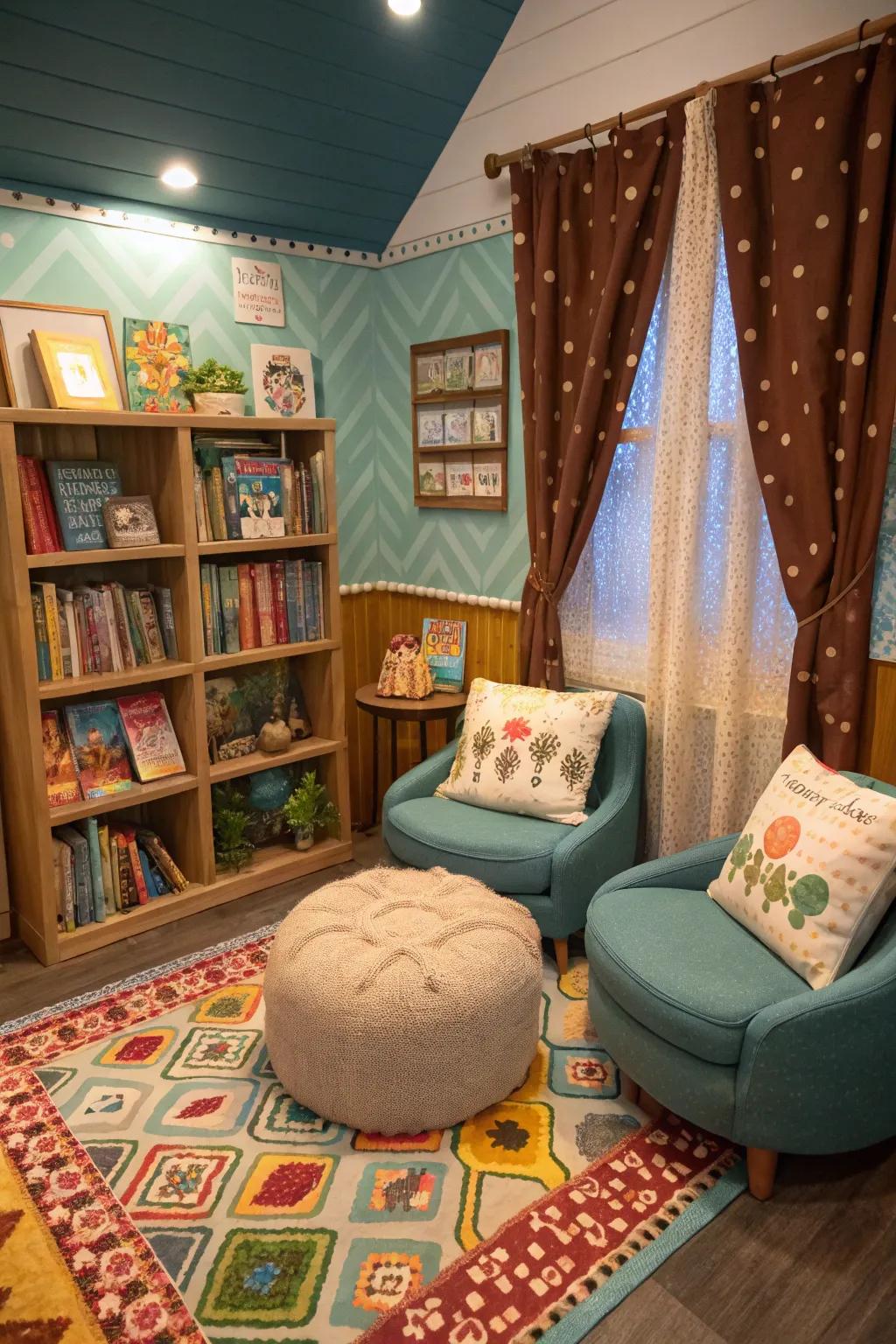 A comfortable studying alcove is suitable for book lovers.