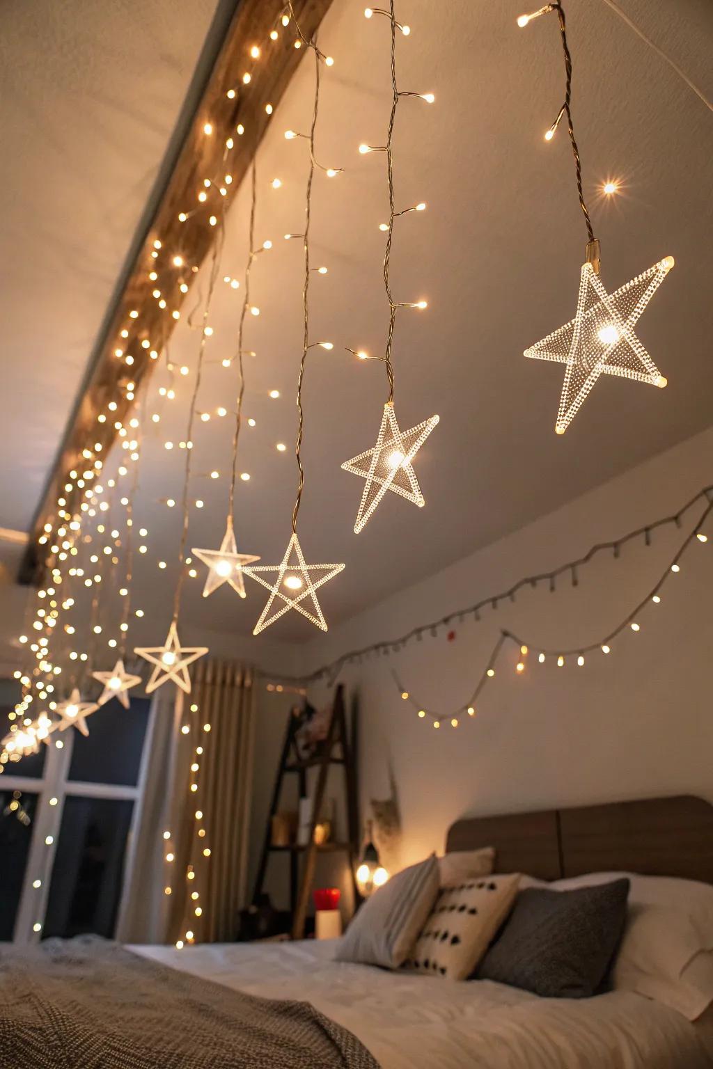 Doze off under a blanket of stars with ceiling twinkle lights.