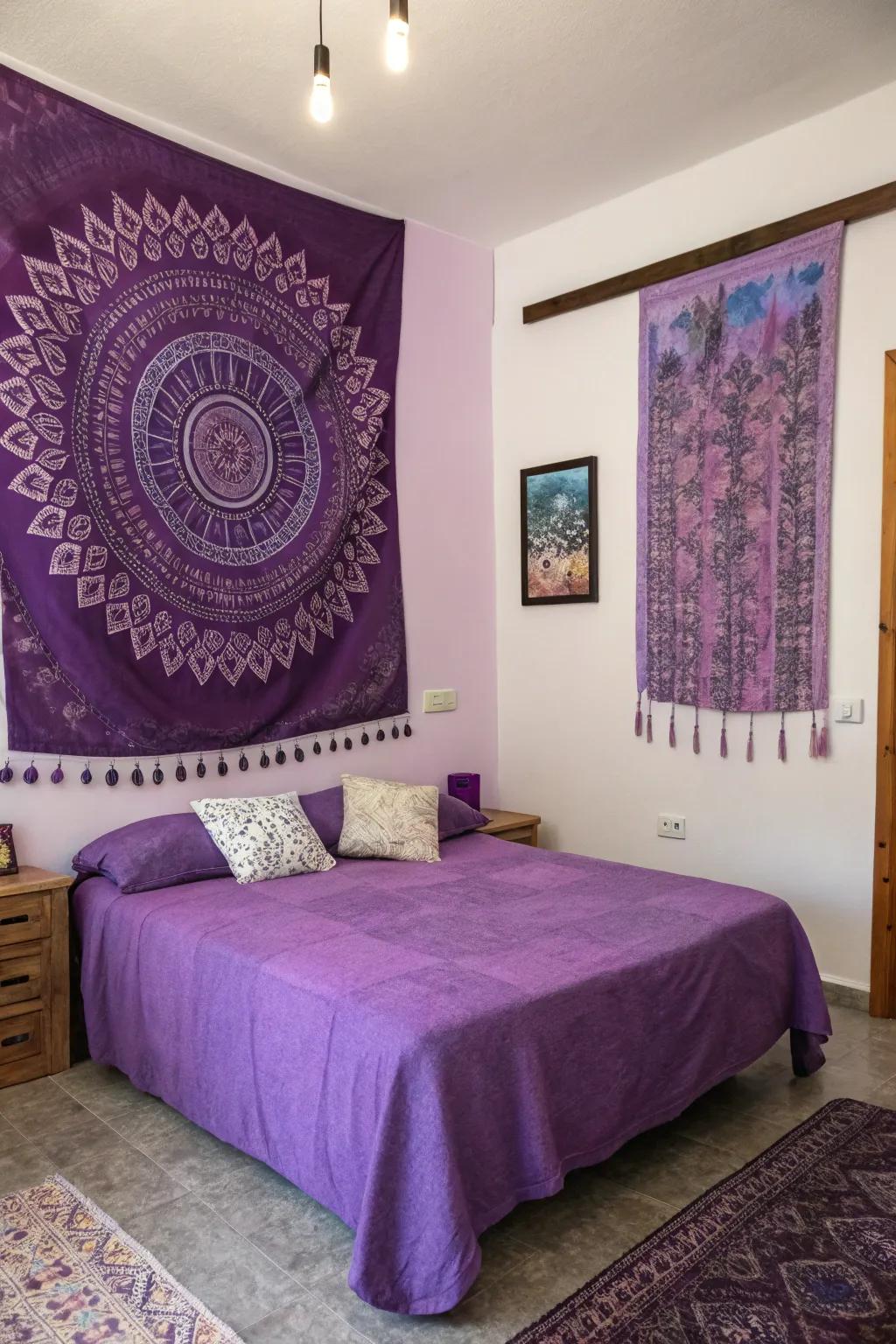 Voice yourself through amethyst wall art.