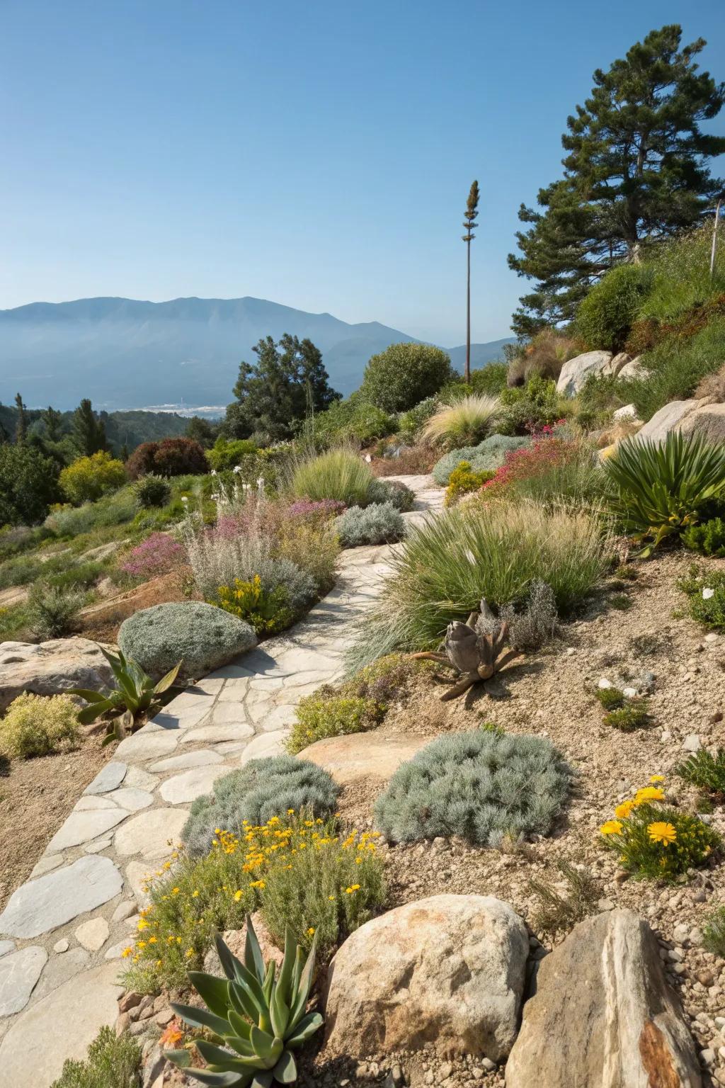 Effortless beauty achieved with low-maintenance alpine plants.