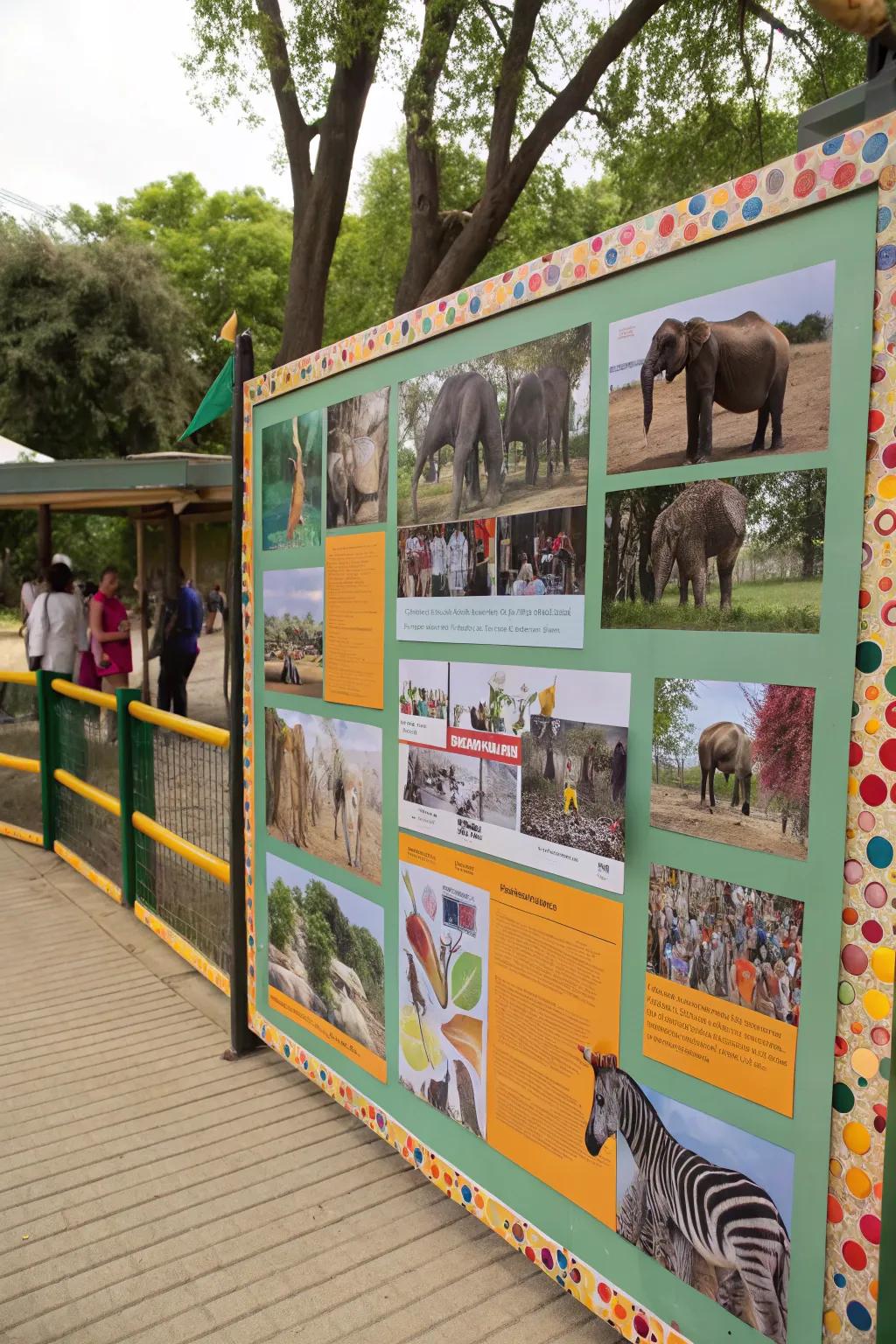 A lively zoo-themed pinboard featuring a variety of animals.