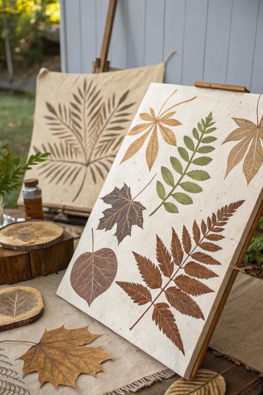 Introduce the splendor of nature indoors utilizing foliage-patterned artistic backdrops.
