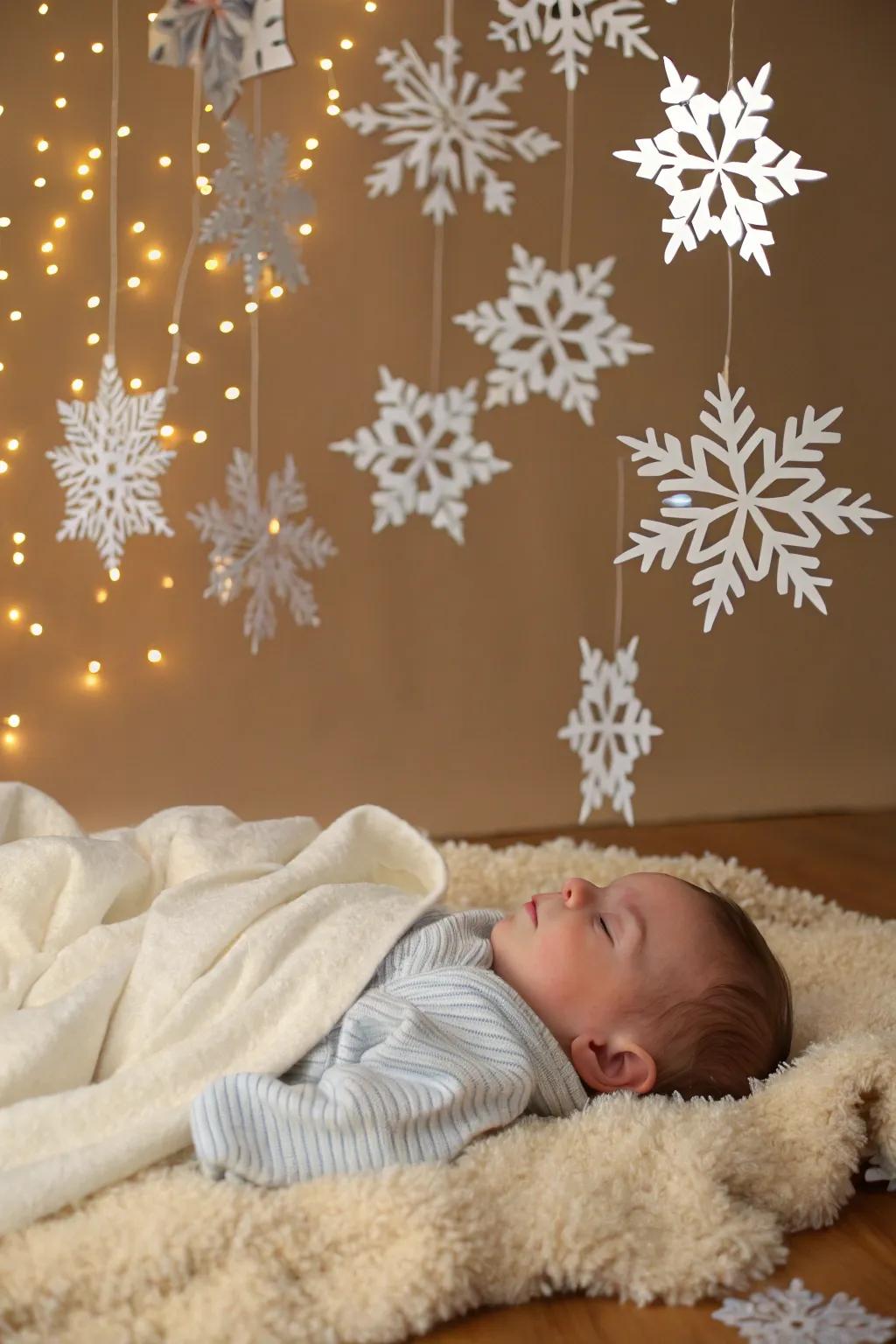 A fanciful winter wonderland setting for a holiday photograph.