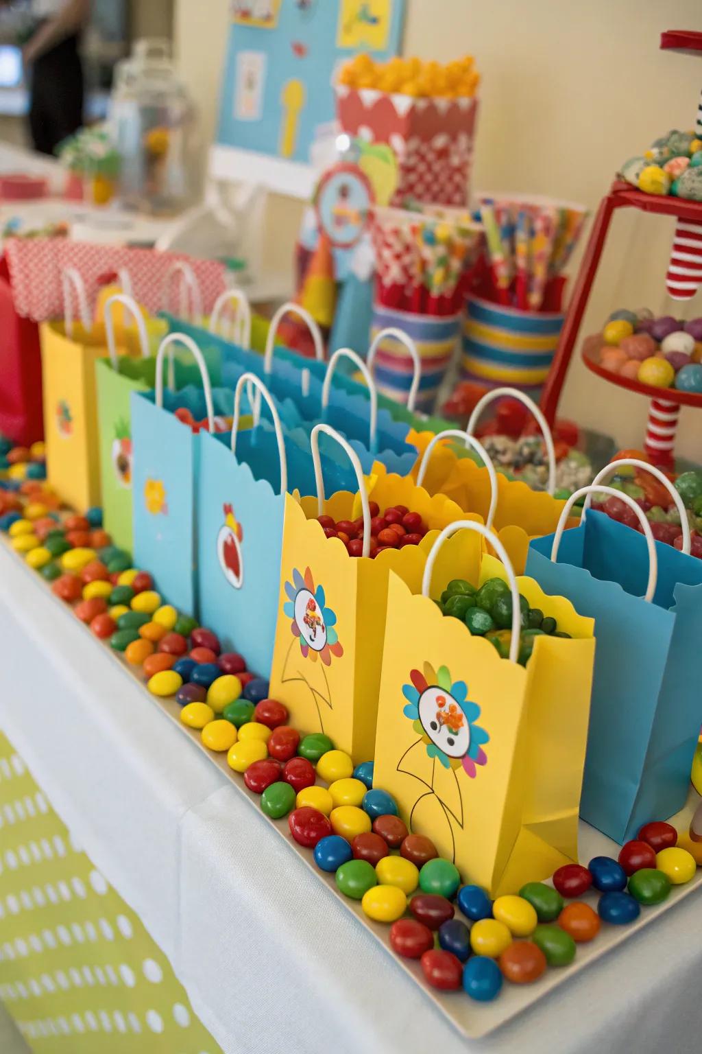 Bright goodie bags laden with sweets are consistently a crowd-pleaser.