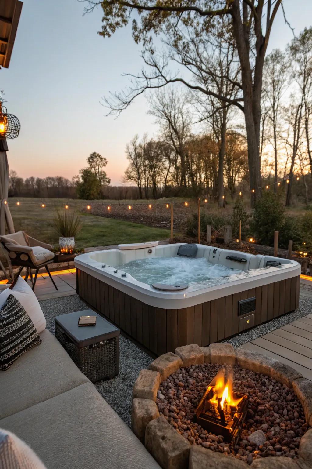Cozy seating enriches the inviting feel of your spa tub space.