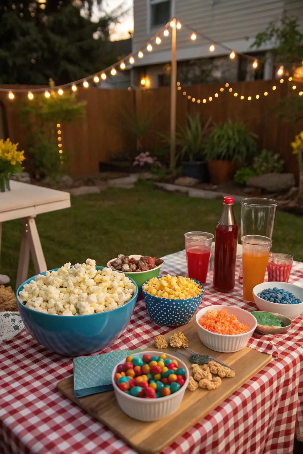 With a snack bar, you can bring the traditional movie theater experience into your backyard.
