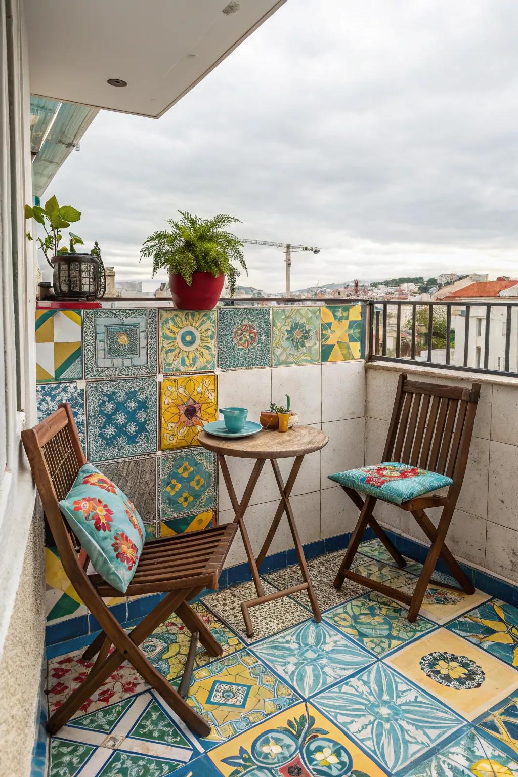 Colorful pavers bring life and character to any balcony.