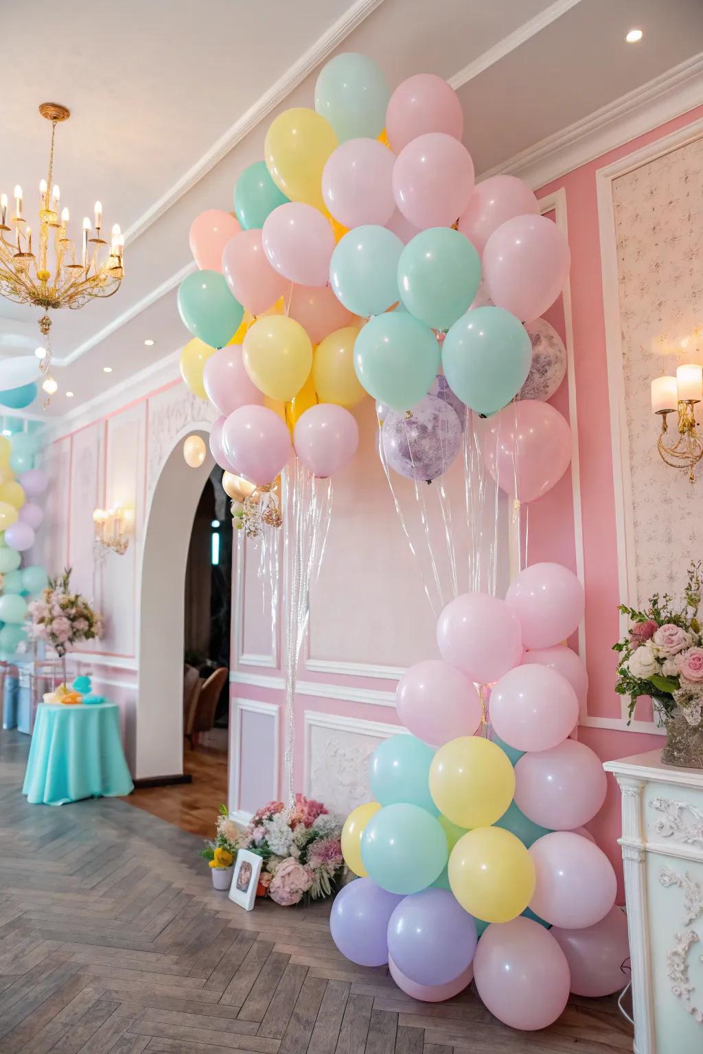 A blend of lively and understated balloons brings a playful elegance.